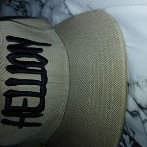 Tan Snapback Cap with Black Embroidery